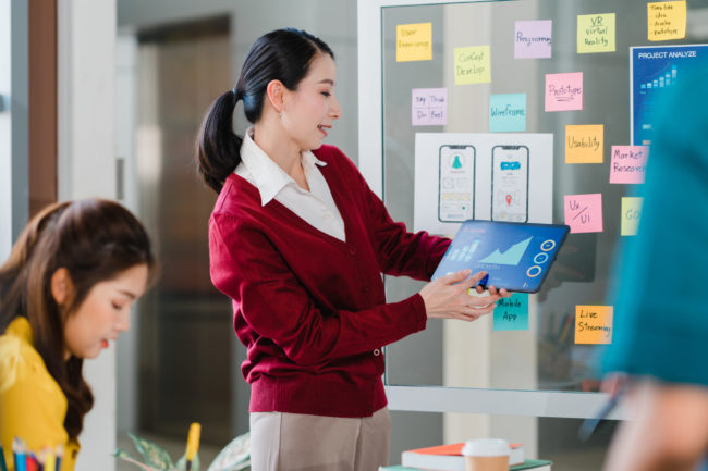 Group of Asia young creative people meeting brainstorming ideas